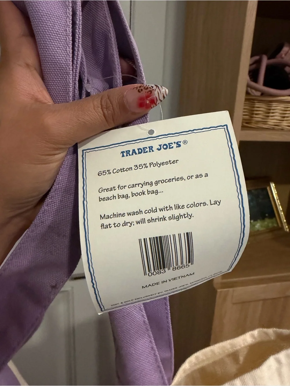 Trader Joe’s purple tote bag